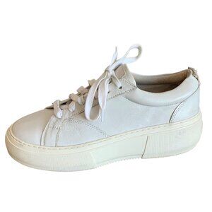 J/SLIDES White Genuine Leather Platform Sole Low-Top Women's Sneakers Size 8.5